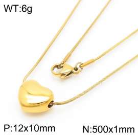 Stainless Steel Necklace With Heart Zircon Pendant Gold Color