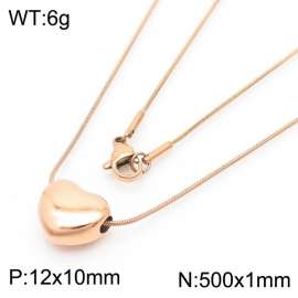 Stainless Steel Necklace With Heart Zircon Pendant Rose Gold Color