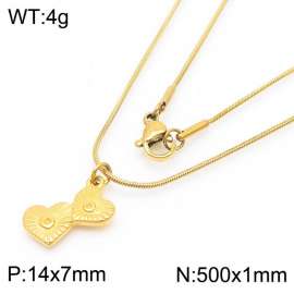 Stainless Steel Necklace With Heart Pendant Gold Color