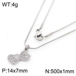 Stainless Steel Necklace With Heart Pendant Silver Color