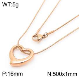 Stainless Steel Necklace With Heart Pendant Rose Gold Color