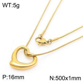 Stainless Steel Necklace With Heart Pendant Gold Color
