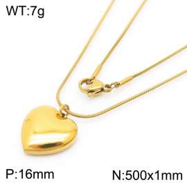 Stainless Steel Necklace With Heart Pendant Gold Color