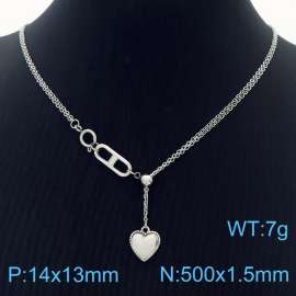 Stainless Steel Necklace Link Chain With Heart Pendant Silver Color