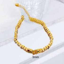 3mm Square Bead Chain Stainless Steel Bracelect Gold Color
