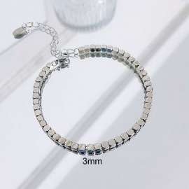 3mm Square Bead Chain Stainless Steel Bracelect Silver Color