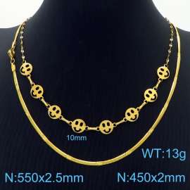 Stainless Steel Necklace Double Face Snake Chain Gold Color