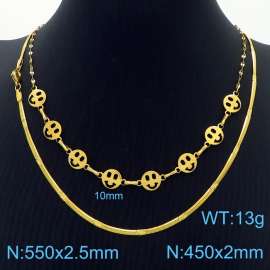 Stainless Steel Necklace Double Face Snake Chain Gold Color
