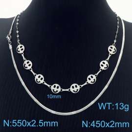 Stainless Steel Necklace Double Face Snake Chain Silver Color