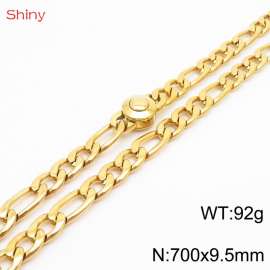 Fashionable stainless steel 700x9.5mm3：1  thick chain circular polished buckle jewelry charm gold necklace