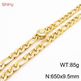 Fashionable stainless steel 650x9.5mm3：1  thick chain circular polished buckle jewelry charm gold necklace