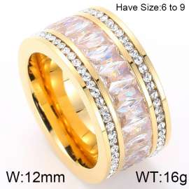 Stainless Steel Stone&Crystal Ring