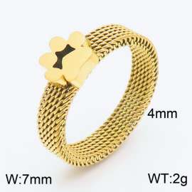 Stainless steel jewelry 7mm mesh puppy titanium steel handicraft gold ring