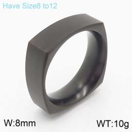 Japanese and Korean fashion titanium steel men square ring black