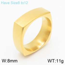 Japanese and Korean fashion men's titanium steel square cast gold plated ring