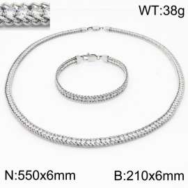 French style luxury style CNC diamond-encrusted stainless steel lady bracelet necklace set