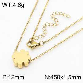 Japanese and Korean style vacuum plating gold flower stainless steel ladies 0-word necklace