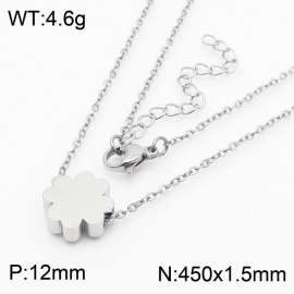 Japanese and Korean style flower-shaped stainless steel ladies 0-word necklace