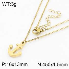 Japanese and Korean style vacuum plating gold anchor stainless steel lady o-chain necklace