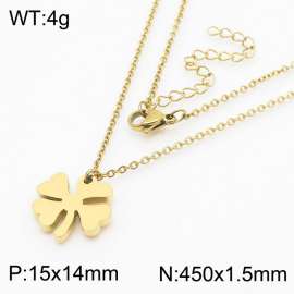 Niche vacuum-plated gold lucky clover stainless steel ladies collarbone necklace