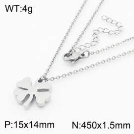 Lucky little four-leaf clover collarbone necklace for ladies of stainless steel