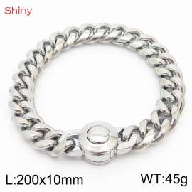 Hip hop style stainless steel 10mm polished Cuban chain men's bracelet