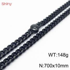 70cm stainless steel 10mm polished Cuban chain black men's necklace