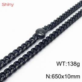65cm stainless steel 10mm polished Cuban chain black men's necklace