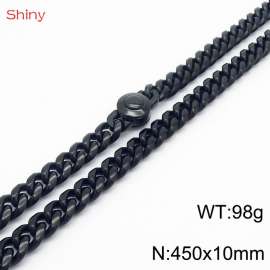 45cm stainless steel 10mm polished Cuban chain black men's necklace