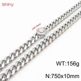 75cm stainless steel 10mm polished Cuban chain CNC men's necklace
