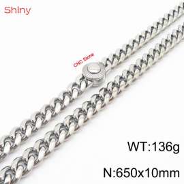 65cm stainless steel 10mm polished Cuban chain CNC men's necklace