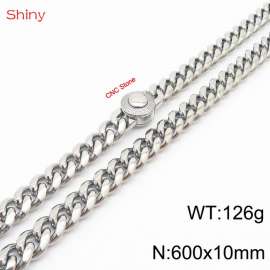 60cm stainless steel 10mm polished Cuban chain CNC men's necklace