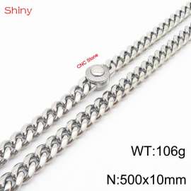 50cm stainless steel 10mm polished Cuban chain CNC men's necklace