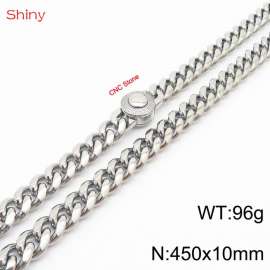 45cm stainless steel 10mm polished Cuban chain CNC men's necklace