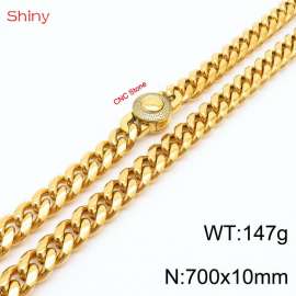 70cm stainless steel 10mm polished Cuban chain gold plated CNC men's necklace