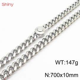 70cm stainless steel 10mm polished Cuban chain men's necklace