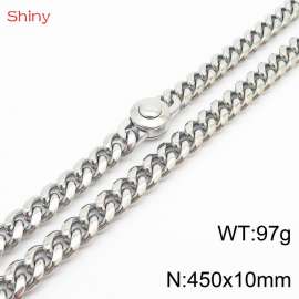 45cm stainless steel 10mm polished Cuban chain men's necklace