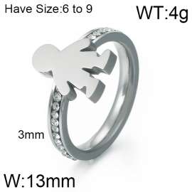 Stainless Steel Stone&Crystal Ring