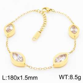 Stainless steel 180X1.5mm welding chain with four big stone charm fashional gold bracelet