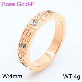 4mm Wide Rose Gold Cubic Zirconia Ring Stainless Steel Jewelry For Men And Women
