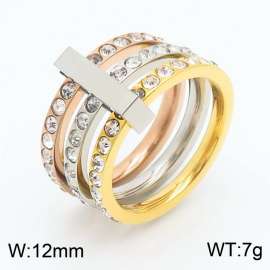 Stainless Steel Stone&Crystal Ring