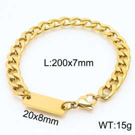 Gold Color 7mm Cuban Chain ID Bracelet