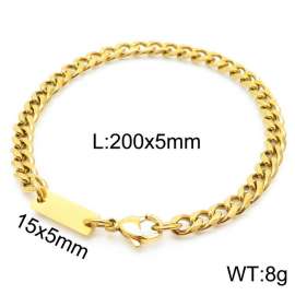 Stainless steel 200x5mm cuban chain lobster clasp classic do it yourself own gold bracelet