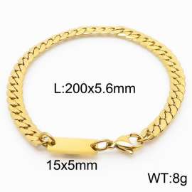 Stainless steel 200x5.6mm cuban chain lobster clasp classic do it yourself own gold bracelet