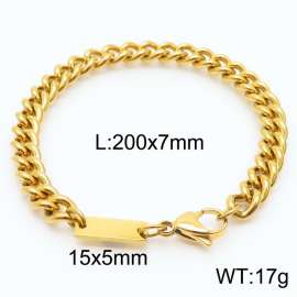 Stainless steel 200x7mm cuban chain lobster clasp classic do it yourself own gold bracelet