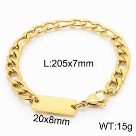 Stainless steel 205x7mm cuban chain lobster clasp classic do it yourself own gold bracelet