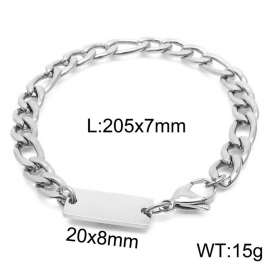 Stainless steel 205x7mm cuban chain lobster clasp classic do it yourself own silver bracelet