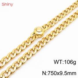 Hip hop style stainless steel 75cm polished Cuban chain gold necklace for men