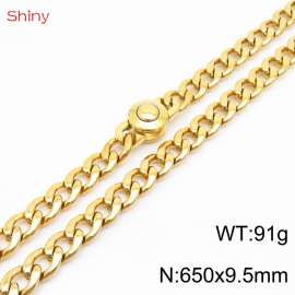 Hip hop style stainless steel 65cm polished Cuban chain gold necklace for men