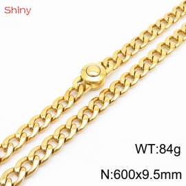Hip hop style stainless steel 60cm polished Cuban chain gold necklace for men